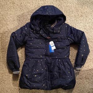 Nautica girls navy jacket metallic gold star puffer jacket XL 16